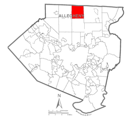 Map of Allegheny County, Pennsylvania highlighting Richland Township