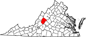 Carte de la Virginie mettant en évidence le comté de Rockbridge