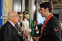 Matteo Tagliariol (oik.) presidentti Giorgio Napolitanon kanssa.