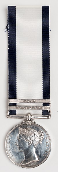 Medal awarded to Corporal Henry Castle, Royal Marines, with clasps ‘Trafalgar’ (HMS Britannia) and 'Java' (HMS Hussar)