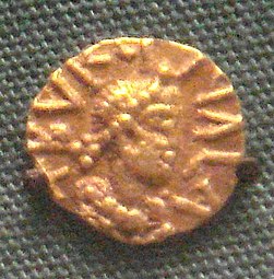 Merovingian tremisses minted in Bordeaux by the Church of Saint Etienne late 6th century.jpg