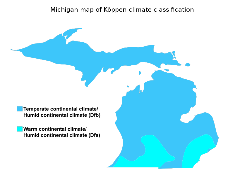 File:Michigan map of Köppen climate classification.svg