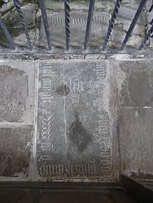ledger stone of John Courtenay (died 1510) in Molland Church, Devon MollandTombJohnCourtenay1510.jpg