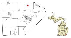 Monroe County Michigan Incorporated and Unincorporated areas Carleton highlighted.svg