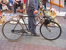 The original moped - a bicycle equipped with an engine Moped old.jpg