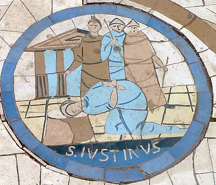 Mosaic of the beheading of Justin Martyr