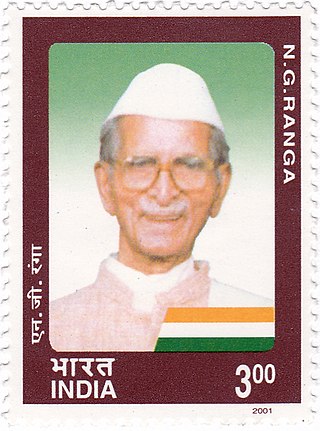 <span class="mw-page-title-main">N. G. Ranga</span>Indian freedom fighter,parliamentarian,and kisan (farmer) leader