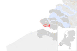 Locatie van de gemeente Vlissingen (gemeentegrenzen CBS 2016)