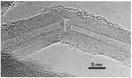 Transmission electron microscope image of carbon nanotube junction