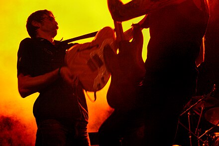 Nigel and Andrew clash guitars at Vodafone Homegrown, Wellington. Photo by Erin Collier Nigelrocks.jpg