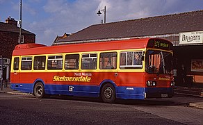 North Western Leyland National with Skelmersdale branding at Ormskirk, 1998