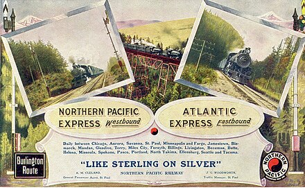 These trains were operated jointly with Northern Pacific Railway and had a different name when they were east or westbound.