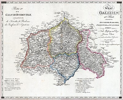 Środkowa część Nowej Galicji - cyrkuły: konecki, radomski, józefowski, opatowski - według stanu na początek 1803