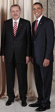 Barack Obama and Recep Erdogan wearing single-breasted suits. Obama and Erdogan.JPG