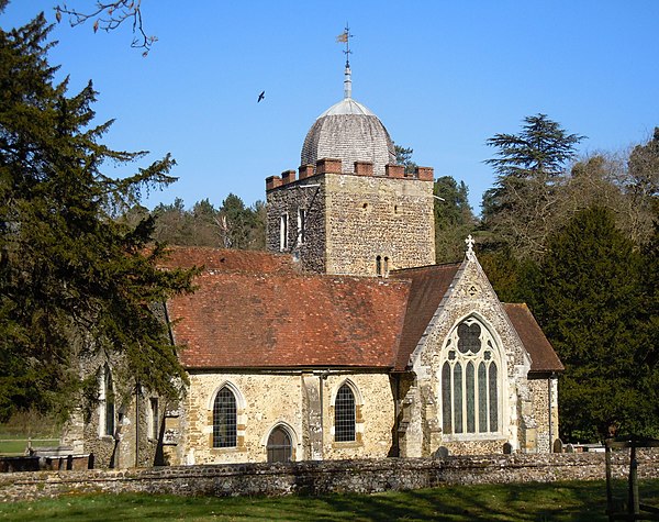 Old St Peter and St Paul's Church, Albury, Surrey, where William Oughtred was rector from 1610 to 1660, and where he is buried.