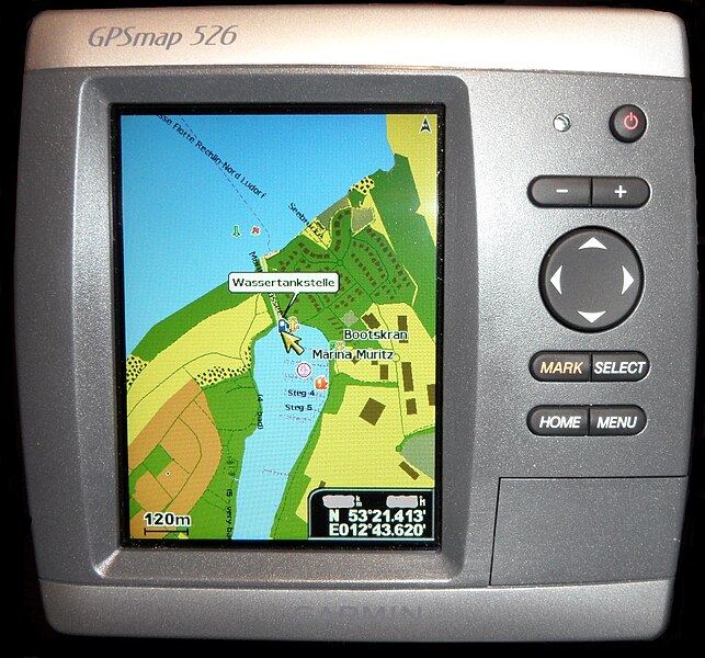 File:OpenSeaMap auf Garmin-Kartenplotter GPSmap526 Screen 1.jpg