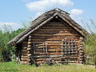 The cottage in VI Ploughmen Village Archaeological Park in Bochnia