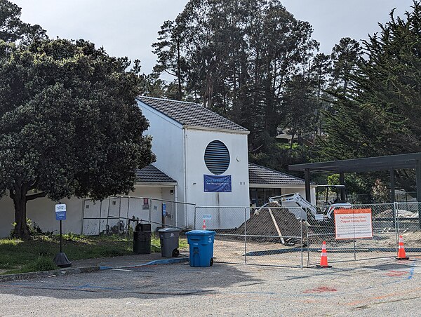 Image: Pacifica Sanchez Library, exterior, construction (April 2024)