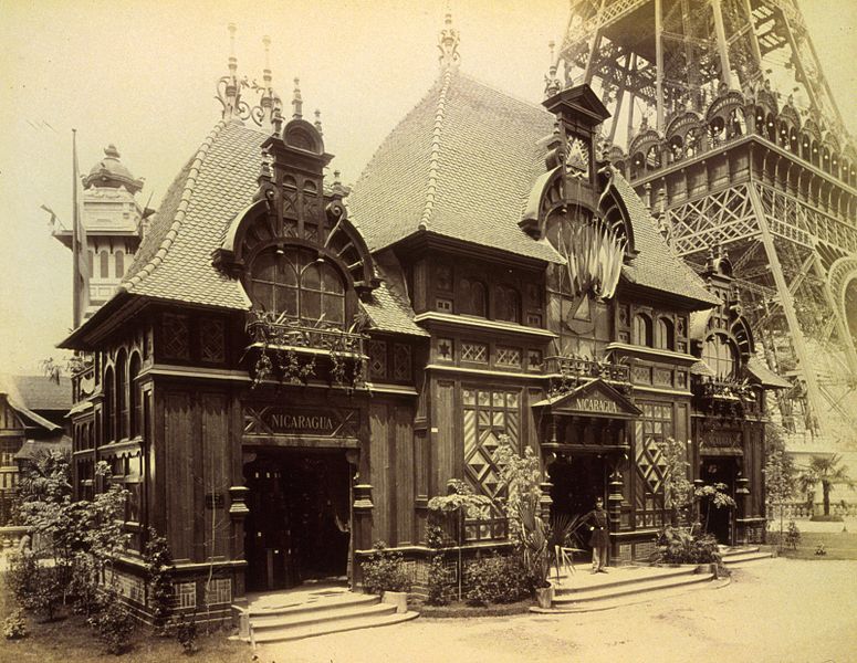 File:Pavilion of Nicaragua and base of the Eiffel Tower, Paris Exposition, 1889.jpg