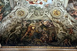 Pietro da cortona, Triumful Providenței divine, 1632-39, Hercule alungă viciile și harpiile 01.JPG
