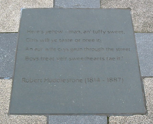 Poetry by Robert Huddlestone (1814–1887) inscribed in paving in Writers' Square, Belfast