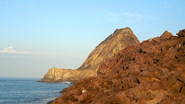 Scoriaceous boulder near Point Mugu, California.