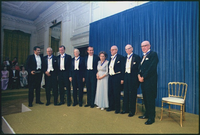 St. Johns, fourth from the right in this image, accepted the Presidential Medal of Freedom from President Richard Nixon on April 22, 1970.