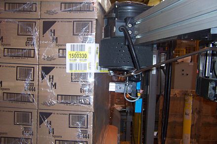 "Print & Apply" corner wrap UCC (GS1-128) label application to a pallet load.