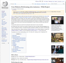 Screenshot of a Wikipedia project page