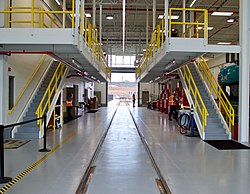 Streetcar maintenance bay, inside Penske Tech Center