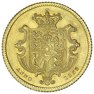 REVERSE WILLIAM IV, half sovereign, 1835. Nearly uncirculated - uncirculated and rare in this condition.jpg