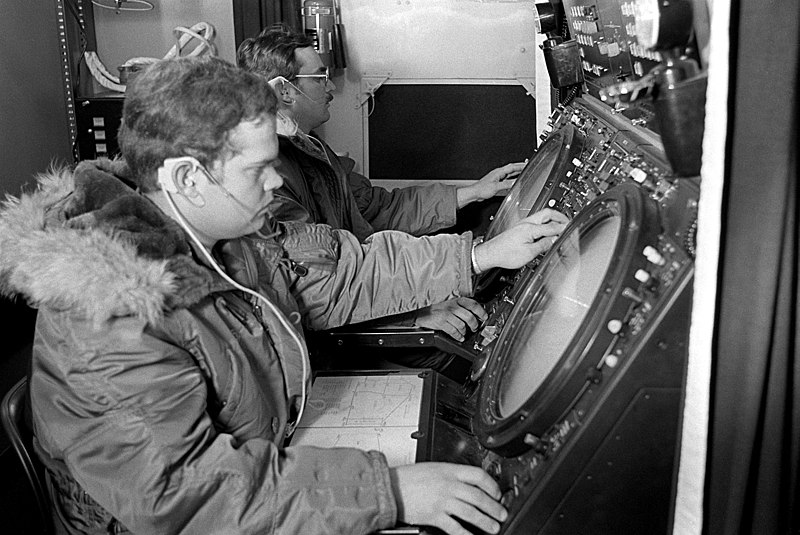 File:Radar operators monitor radar scopes at a Falcon radar site. The operators are from the 604th Direct Air Support Squadron, involved in Exercise Team Spirit '81 - DPLA - bcc9e8051a482187eabfd1002898f8b4.jpeg