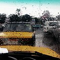 Day 39: Raindrops on taxi glass