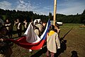 English: Raising of the Czech Flag at Scout Camp in the Czech Republic. Čeština: Vztyčování české vlajky na skautském táboře v ČR.