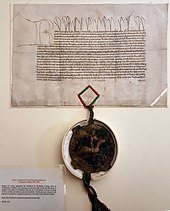 Photograph of a medieval document with seal