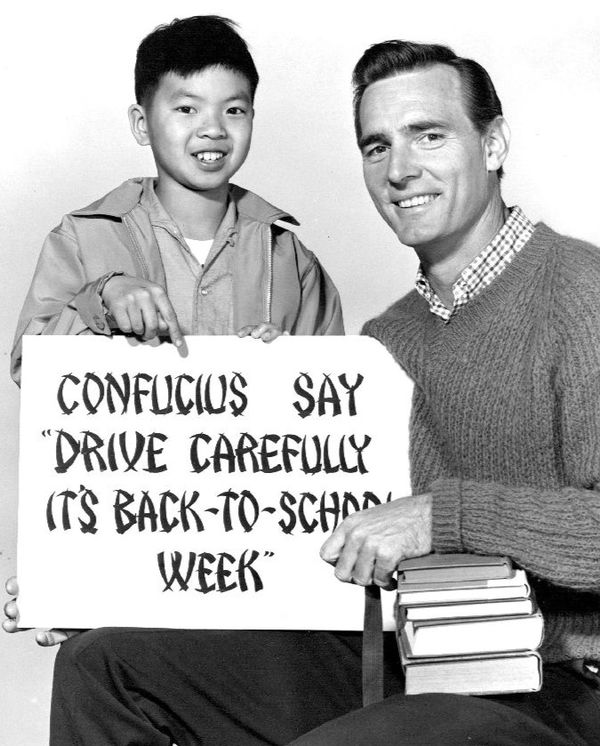 Rickey Der and Dennis Weaver in a promotional photograph for Kentucky Jones.