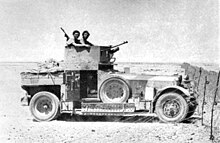 The Rolls-Royce Armoured Car with its new open-topped turret, 1940. Rolls-Royce Armoured Car Bardia 1940.jpg