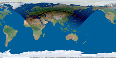 Weltkarte der Sonnenfinsternis vom 1. Juni 2030