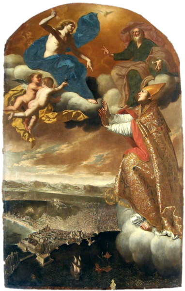 File:San Gennaro che intercede presso la Trinità per la città di Napoli - Onofrio Palumbo.png