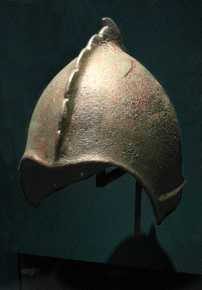Scythian helmet, copper alloy, Afrasiyab, Samarkand, 6th–1st century BC.