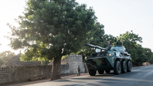 Chinese-built PTL-02 tank destroyer armed with a 100 millimeters (3.9 in) cannon, being used by the Senegalese military near the Gambian border in 2017. Senegalese PTL-02 tank destroyer near the Gambian border, c. 2017.png