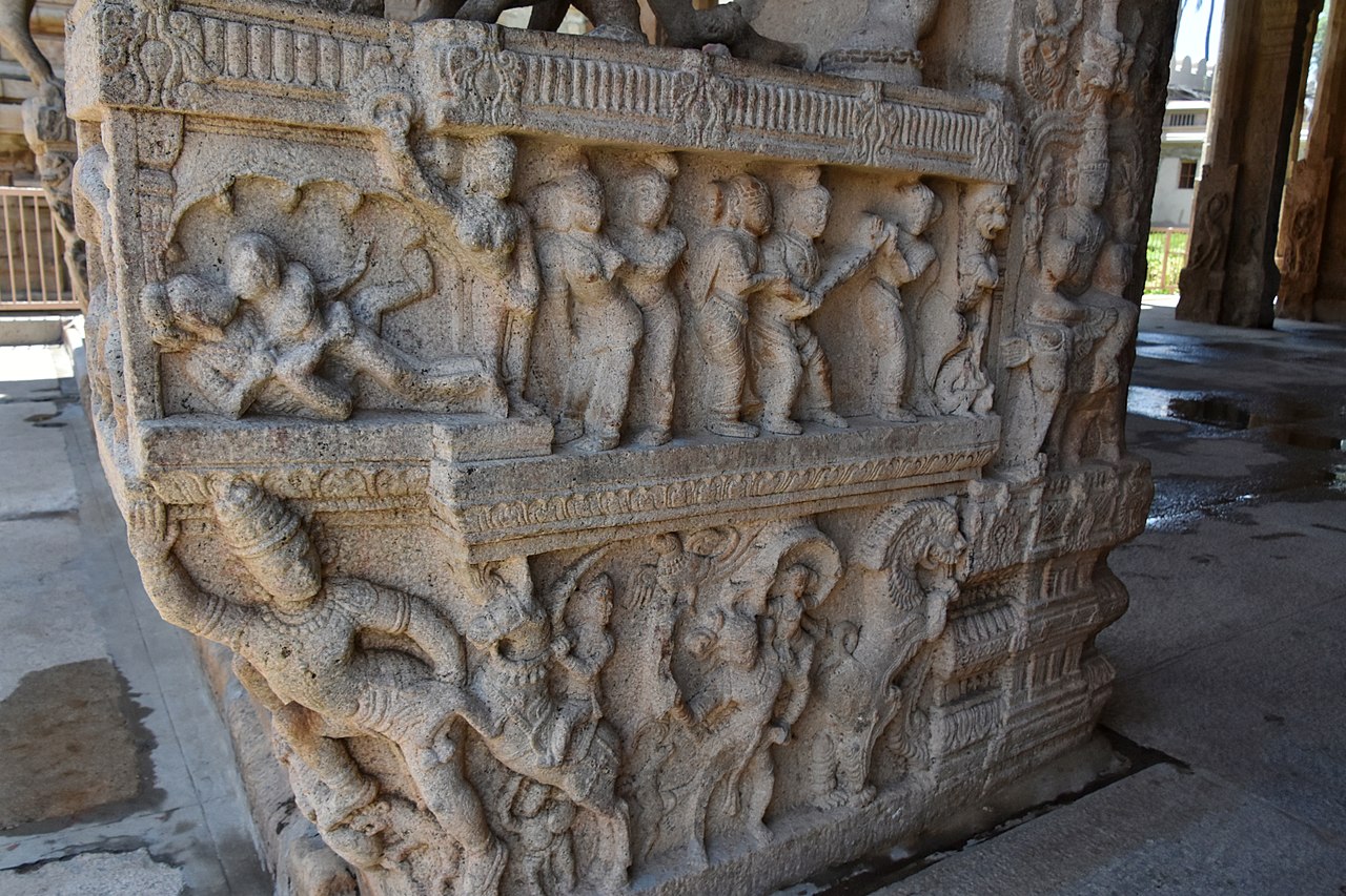 Sesha Mandapa, Vijayanagar period, 16th century, Sri Ranganathaswamy Temple, dedicated to Vishnu, in Srirangam, near Tiruchirappali (208) (37480838632).jpg