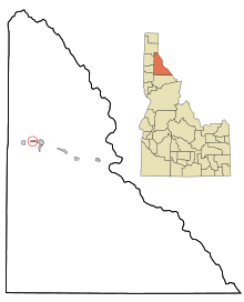 Áreas incorporadas y no incorporadas del condado de Shoshone Idaho Smelterville Highlights.svg