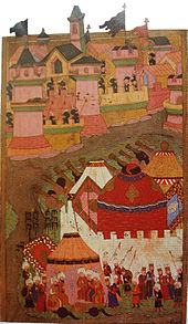 An Ottoman depiction of the siege from the 16th century, housed in the Istanbul Hachette Art Museum SiegeOfViennaByOttomanForces.jpg