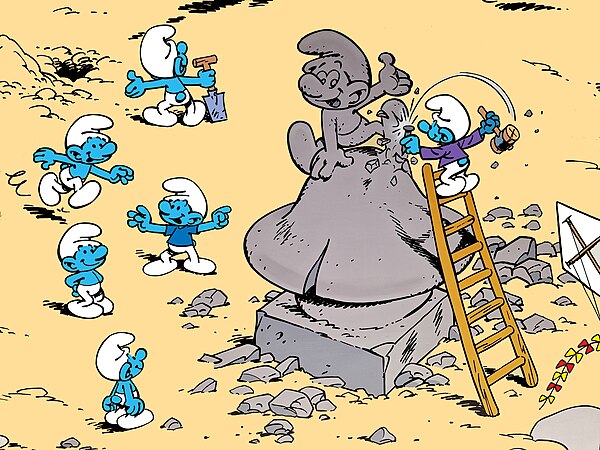 Comic book version of Smurfs, mural in Brussels