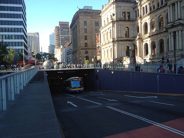 South East Busway tunnel entrance under the Queen Street Mall