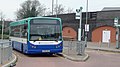 English: Southdown PSV 114 (LK55 AEA), a Dennis Dart SLF/East Lancs Myellennium, at Horley station interchange, Horley, Surrey, laying over out of service, between duties on route 424. Route 424 is a new route that was introduced on 28 August 2010 as part of Phase 1 of Surrey County Council's Bus Review, to partially replace route 324. The buses allocated to the route are four of these Dennis Dart SLF/East Lancs Myllenniums, that are loaned to Southdown PSV by Surrey County Council. The buses were originally purchased for the Ride Pegasus school bus scheme set up by Surrey CC (and run under contract by First Berkshire). There were 22 buses in total. Surrey CC stopped the scheme in July 2010, as it cost too much to run, and so the 22 buses were loaned to other bus companies for use on normal routes that had been revised as part of the Bus Review - which was ongoing at the time.