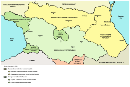 Map of the South Ossetian Autonomous Oblast in 1922