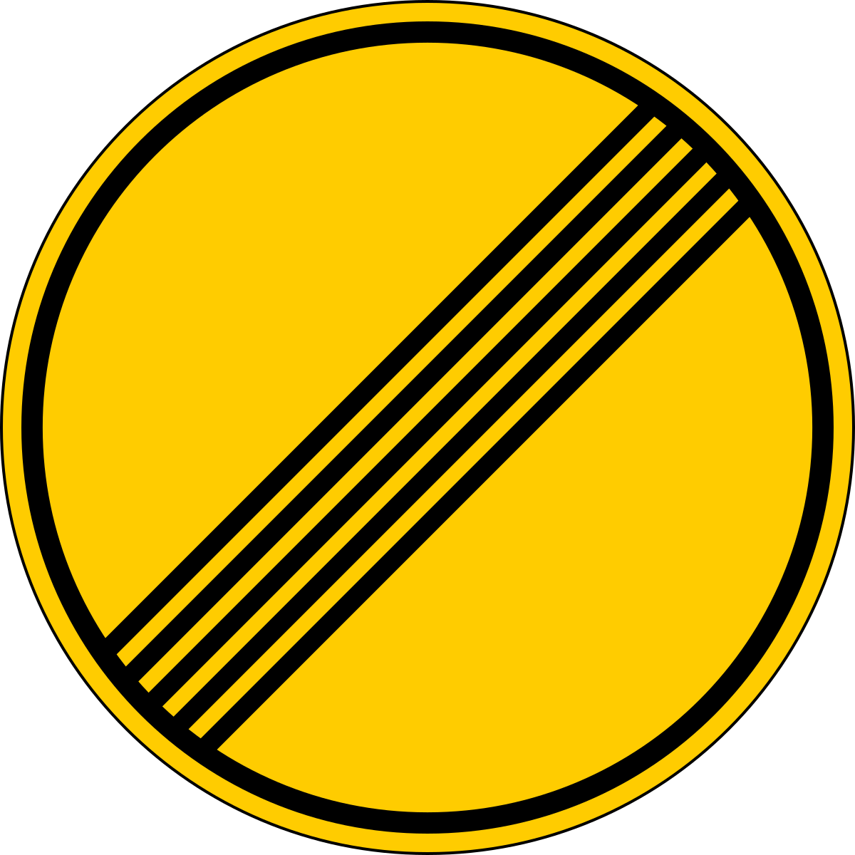 Что означает три полоски. 3.31 Конец зоны всех ограничений. Желтый дорожный знак с полосками. Круглый желтый знак с полосками. Дорожный знак конец всех ограничений.
