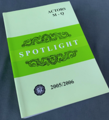 The cover of the Spotlight actors' directory from 2005 for surnames M-Q Spotlight Actors' Directory, 2005-06, M-Q.png